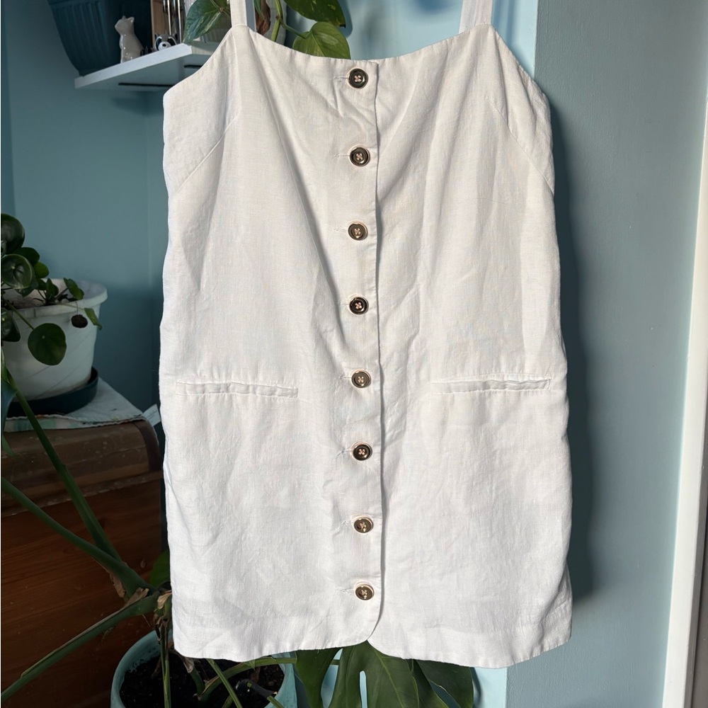 J. Crew Claudia White Linen Summer Coastal Mini Dress Coquette Clean Girl